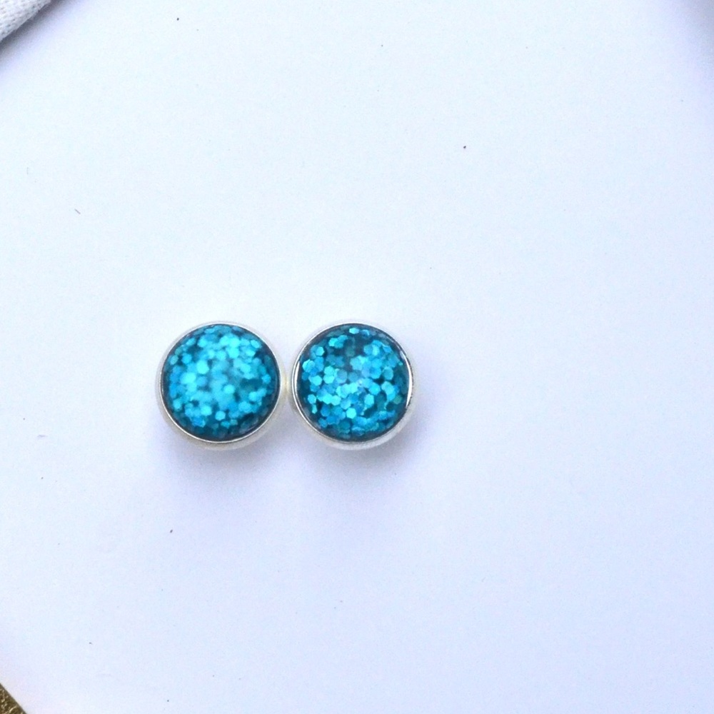 Blue Sequin Earrings - Picture 3 of 3