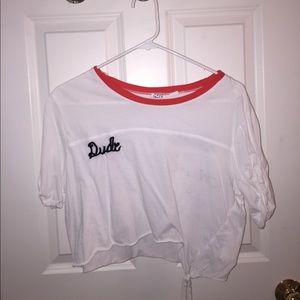 vintage-esque white loose cropped tee