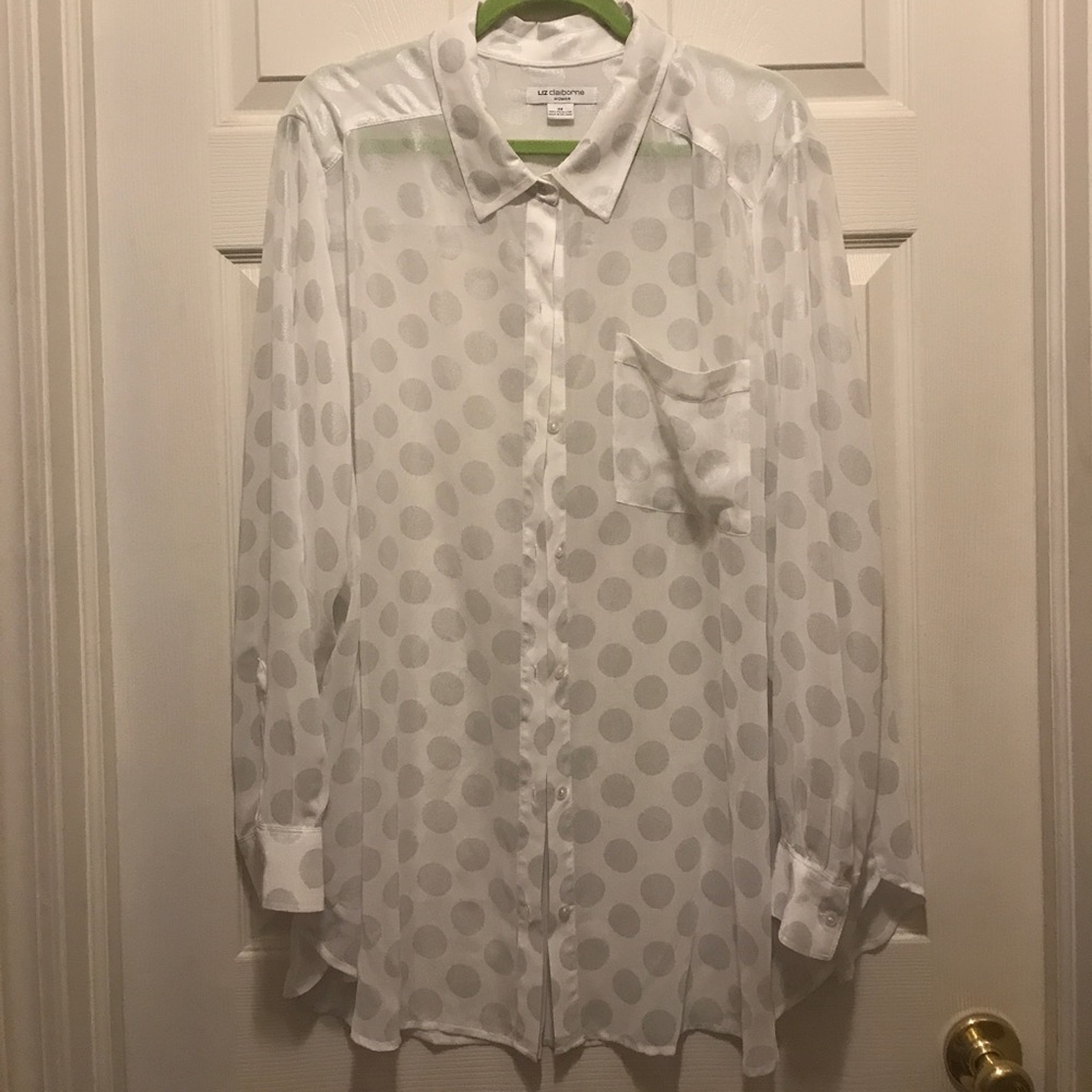 Georgous LIZ CLAIBORNE sheer white blouse NWOT