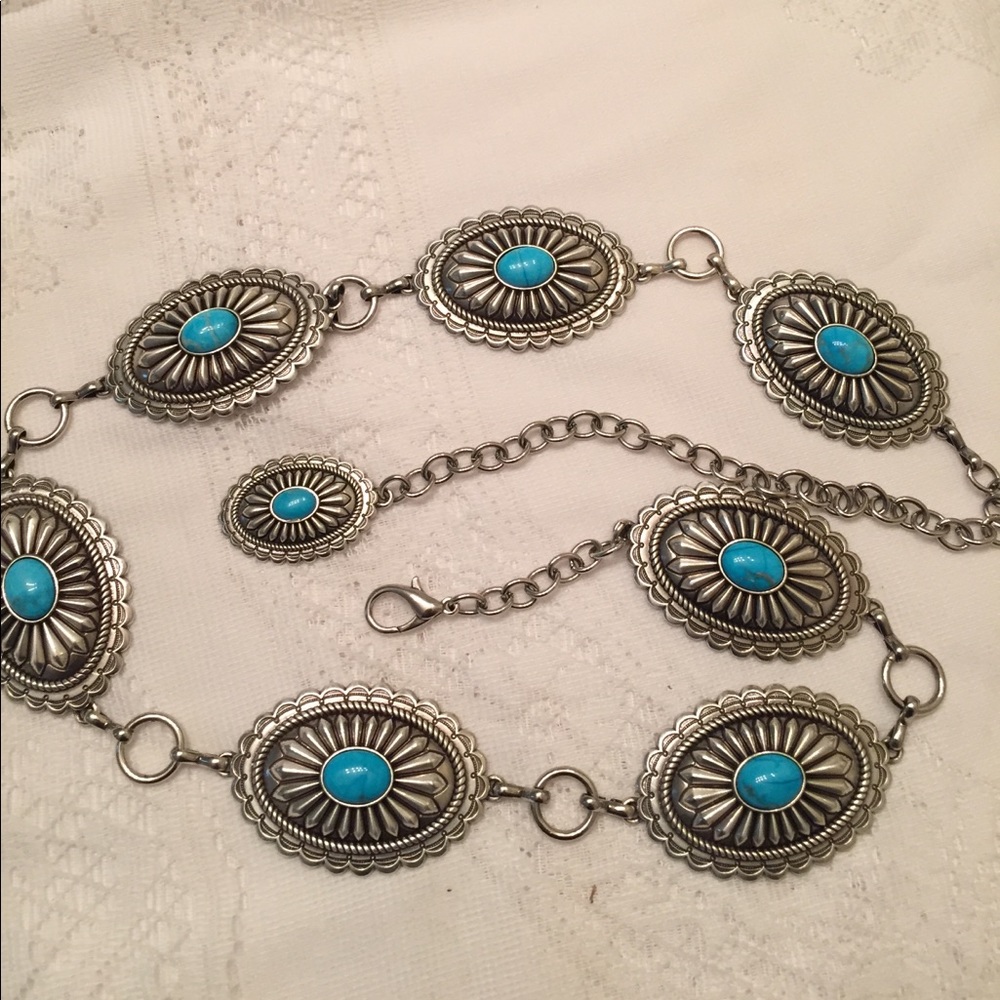 Ariat turquoise stone silver belt