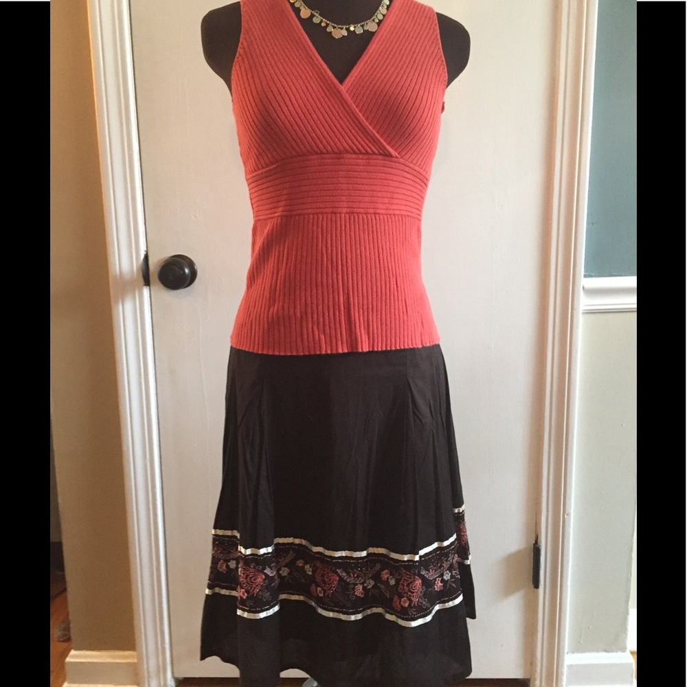 Skirt with Embroidered and Beaded Accents