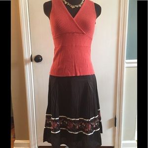 Skirt with Embroidered and Beaded Accents