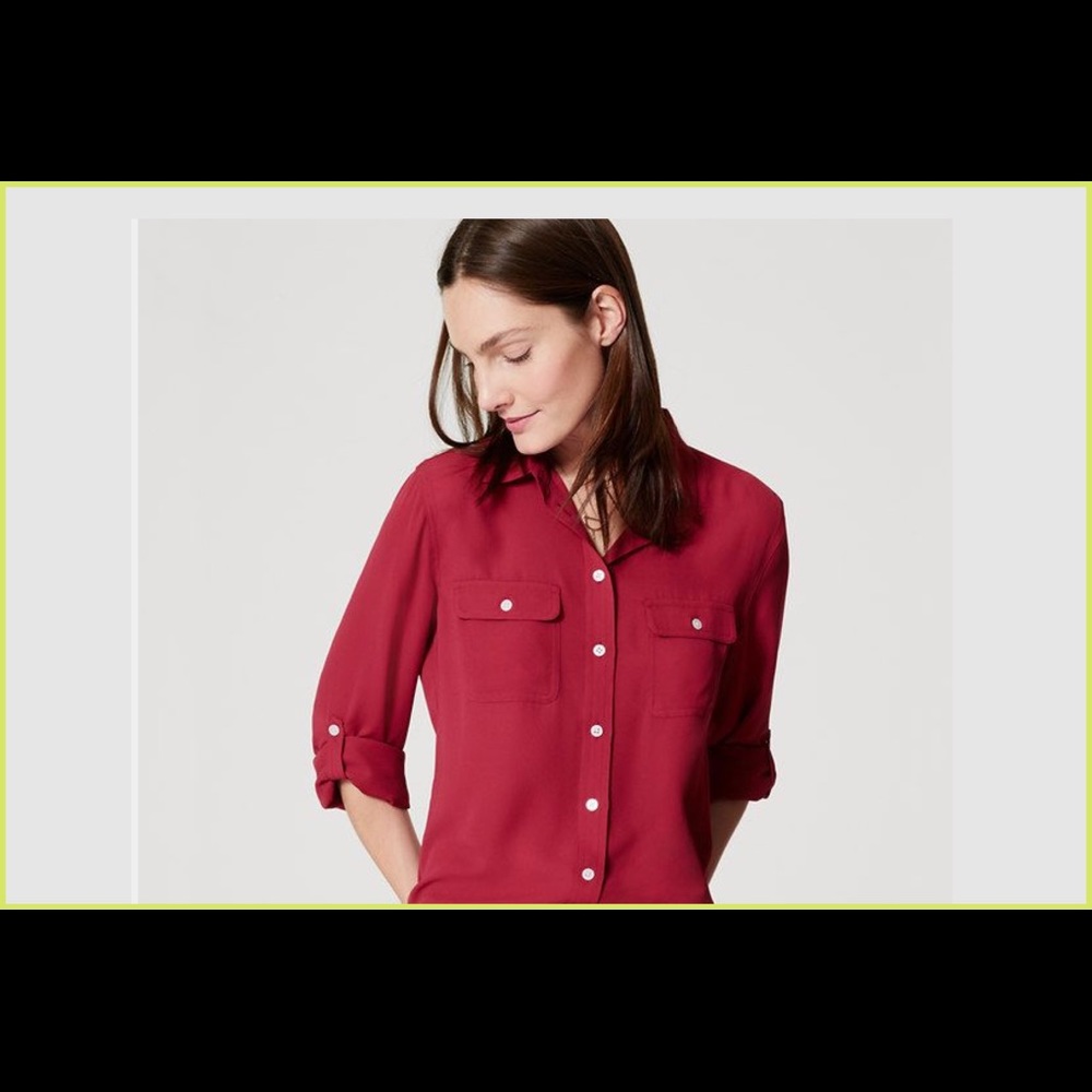 Loft utility blouse in pomegranate