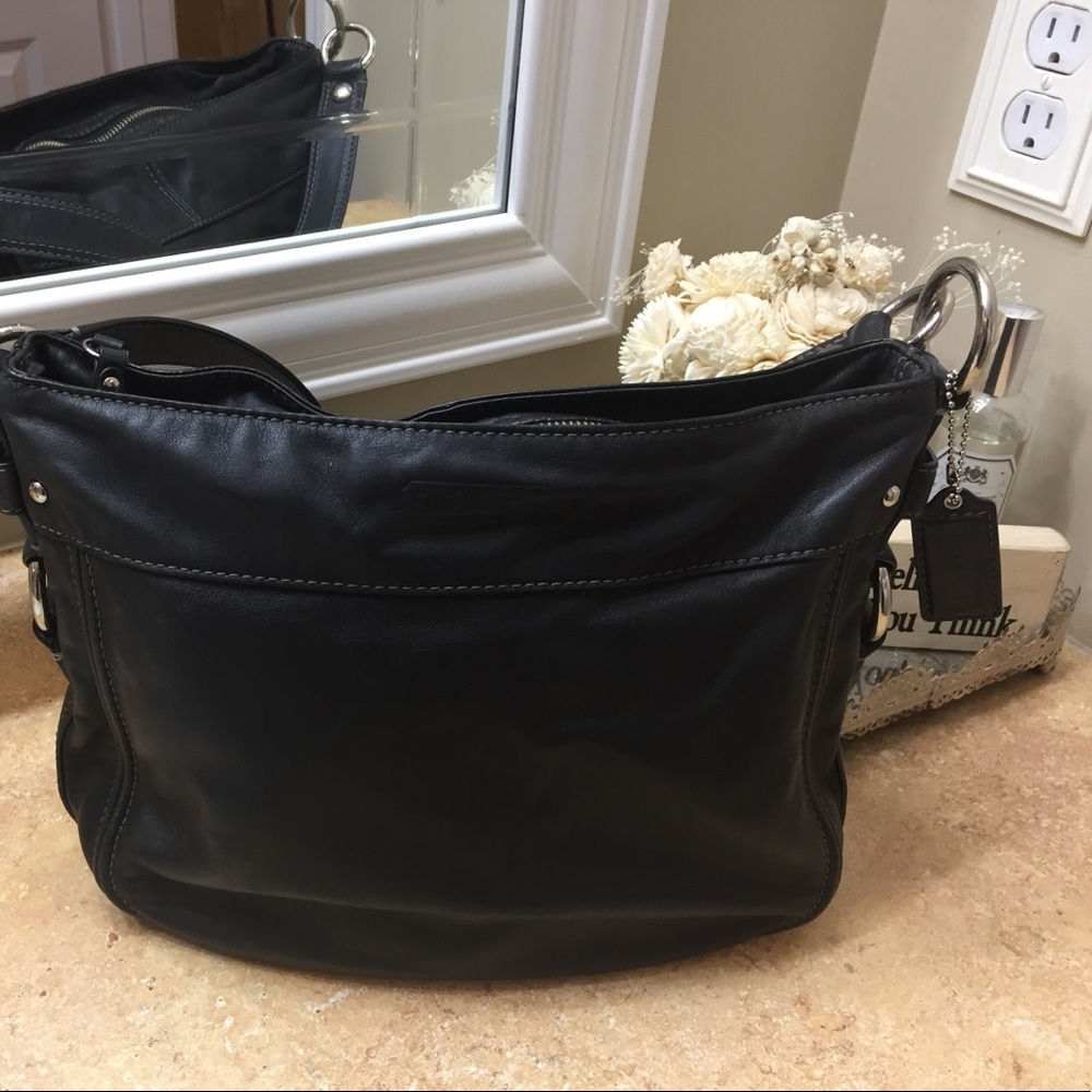 Coach black simply stated shoulder purse
