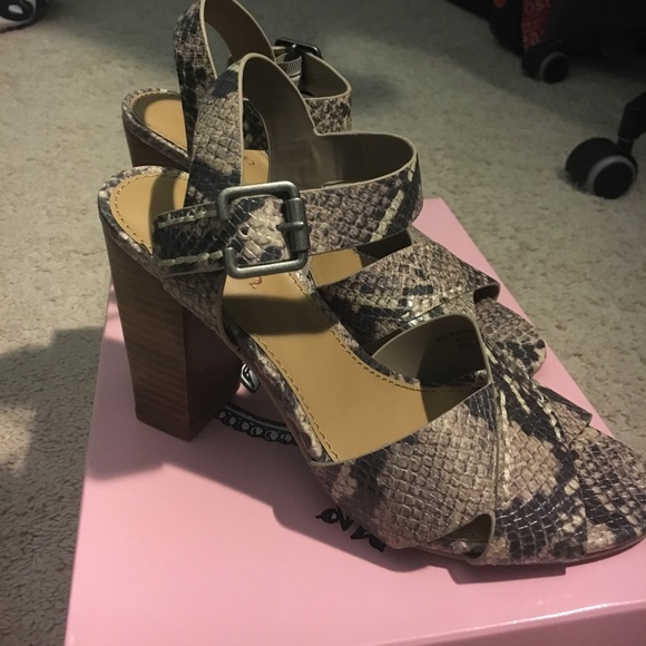 Crown Vintage Shoes - Snake Print Wooden Heel Sandals 