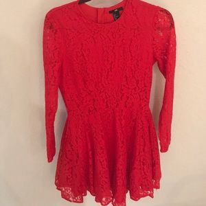 NWOT H&M little red lace long sleeve dress