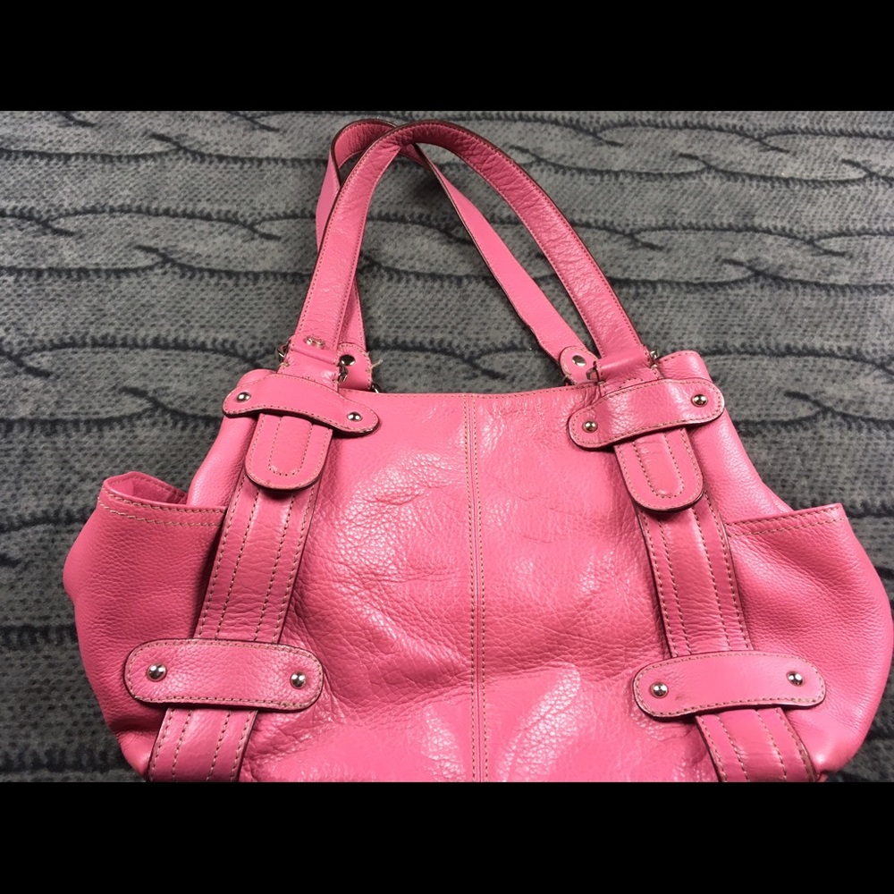 Tignanello pink purse real leather