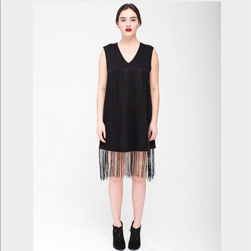 🕶 American Apparel fringe little black dress NWT