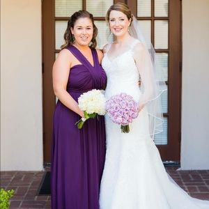 David's Bridal Versa Mesh Plum Bridesmaid Dress