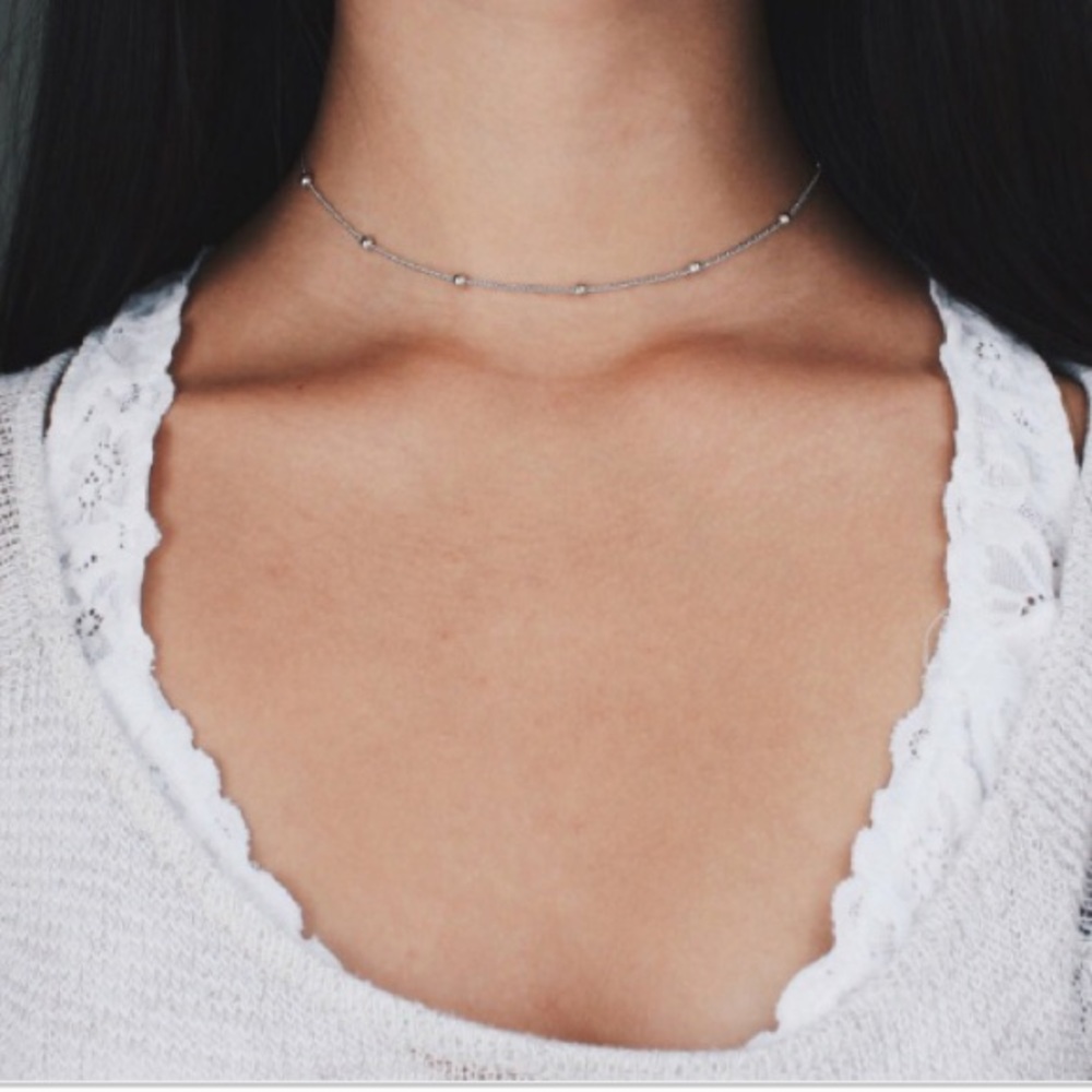 Dainty Silver Studded Choker - Picture 3 of 3