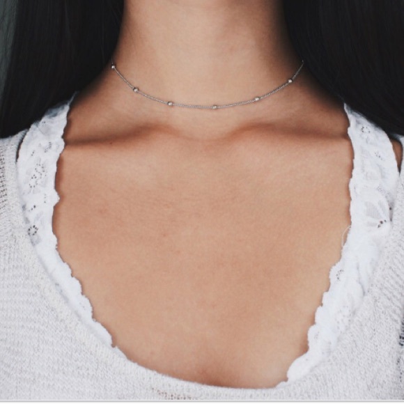 Dainty Silver Studded Choker - Picture 3 of 3