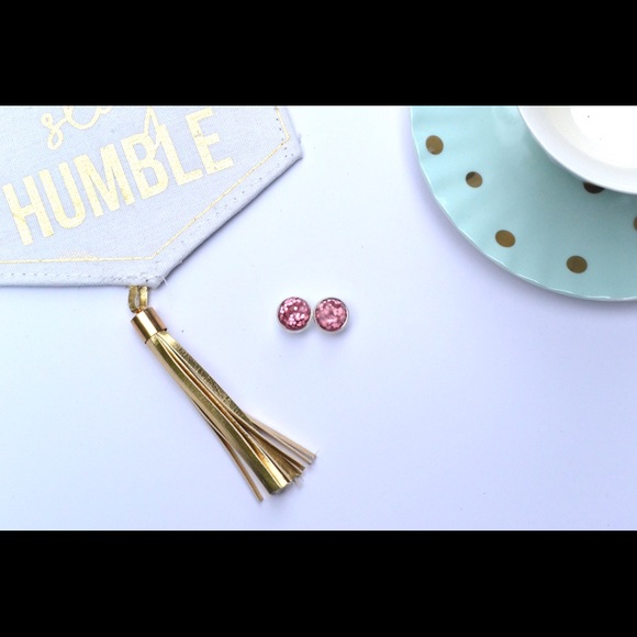 Pink Sequin Earrings - Picture 2 of 3