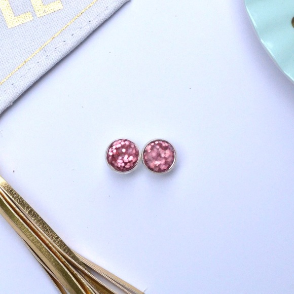 Pink Sequin Earrings - Picture 3 of 3