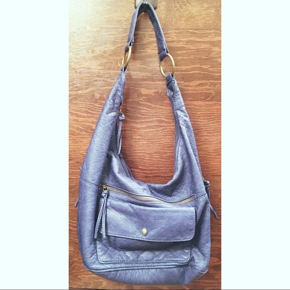 Large Blue Leather Hobo Bag