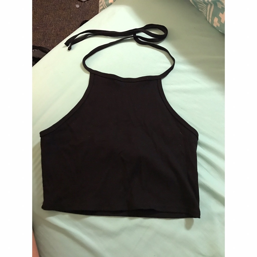 Black halter crop top