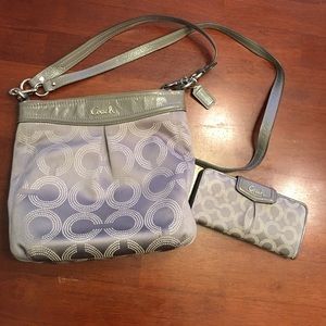 -SOLD- Grey Coach purse and matching wallet.