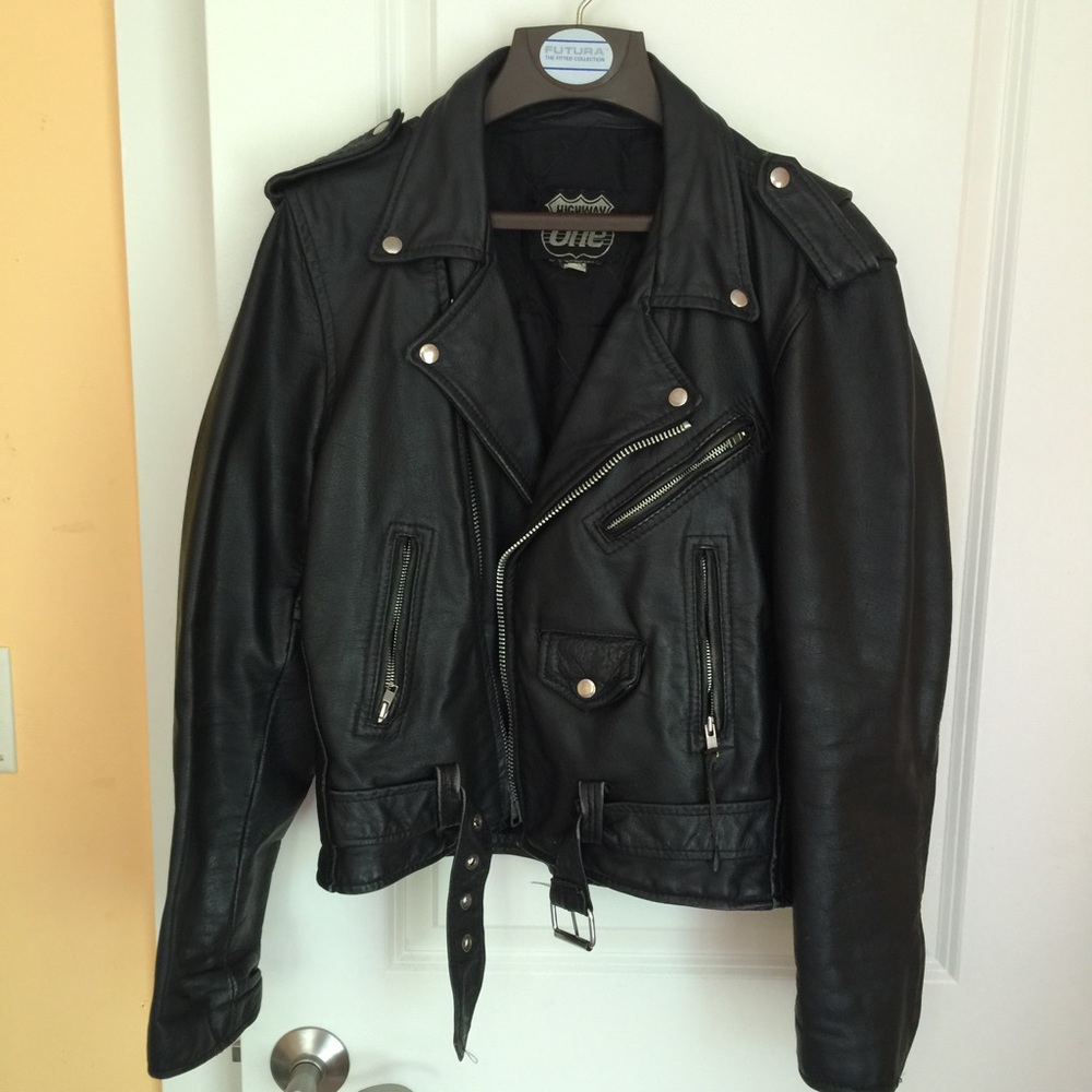 Vintage leather motorcycle jacket