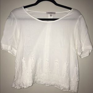 White Crochet Crop Top - Medium
