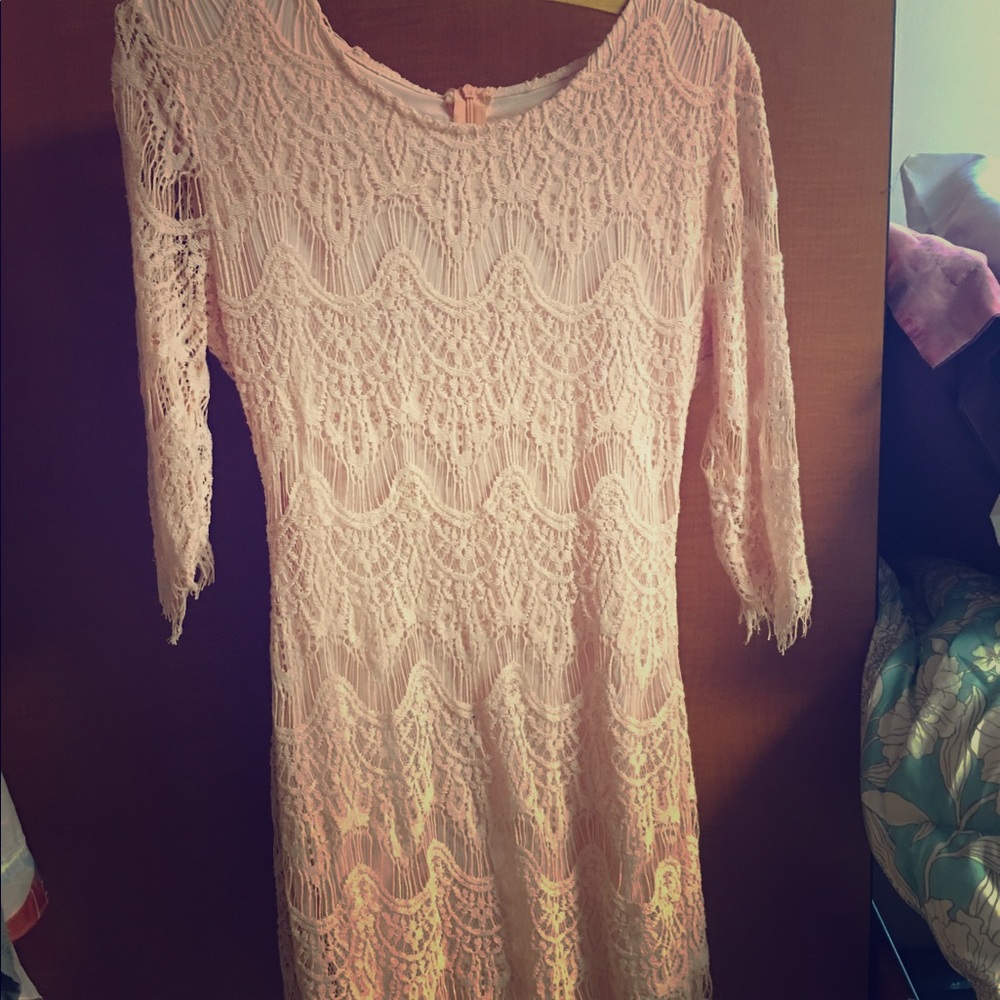 Pale pink lace dress