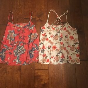 2 floral spaghetti strap tank tops