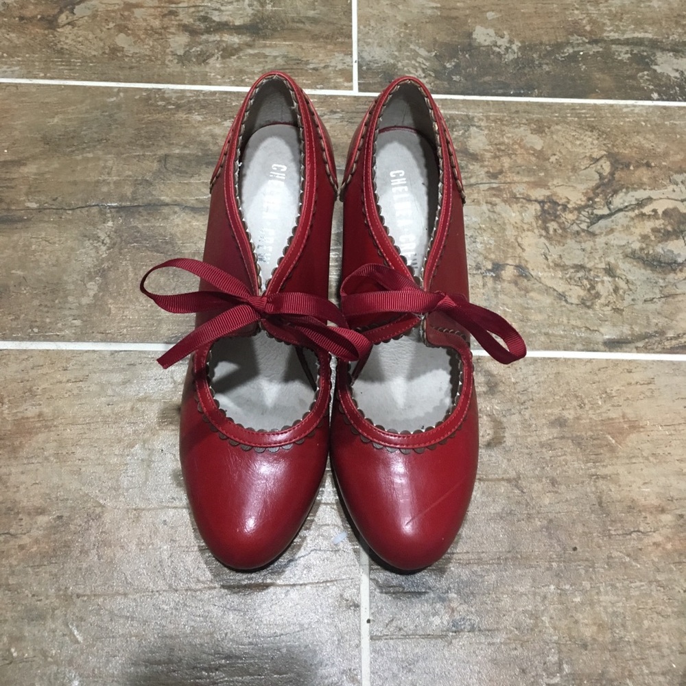 Chelsea Crew Red Mary Jane Heels