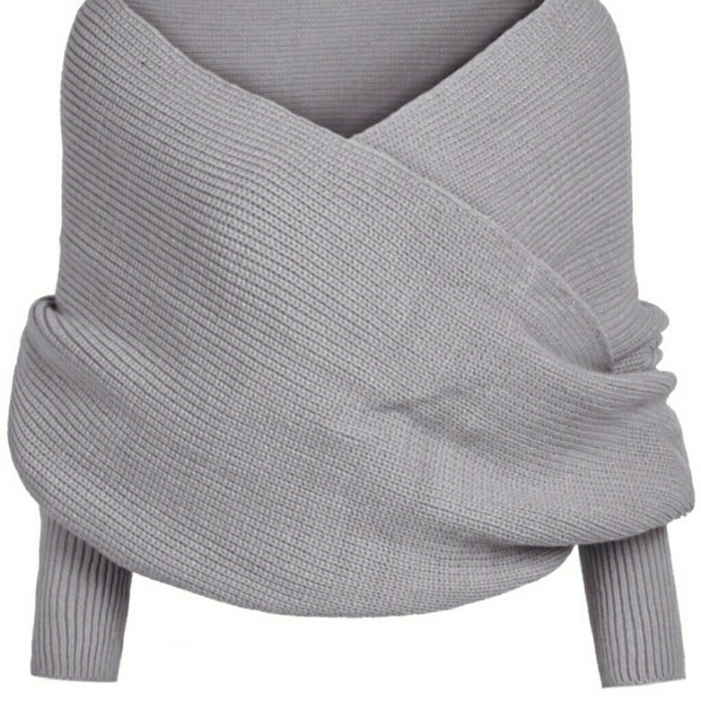Grey Wrap Sweater Shirt