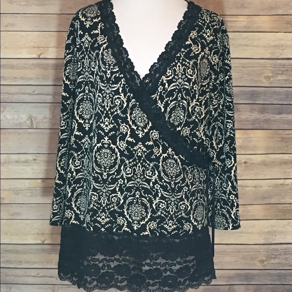 Black & White Crossover Blouse
