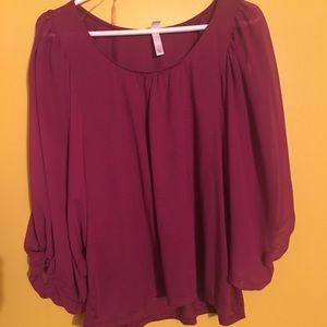 Sheer and cotton ballon 3 quarter open sleeve