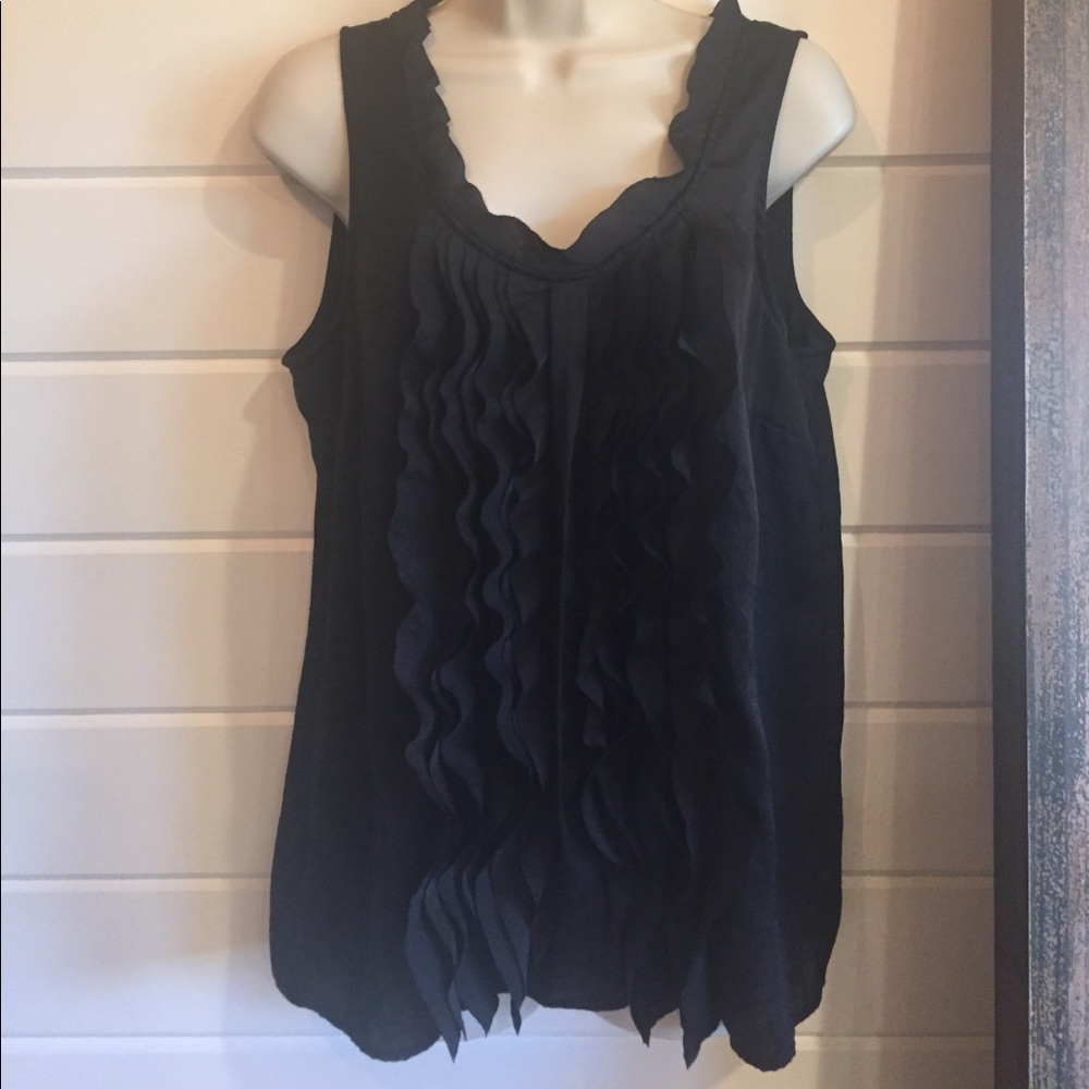 Loft black ruffle top