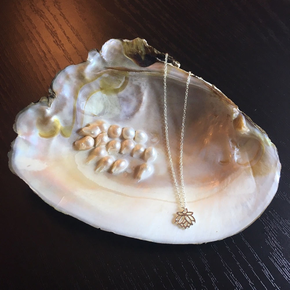 Silver-plated lotus necklace