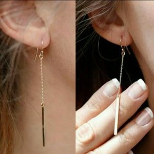 Gold bar Drop Earrings, Nickle Free