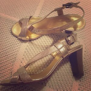 J crew gold metallic sandals
