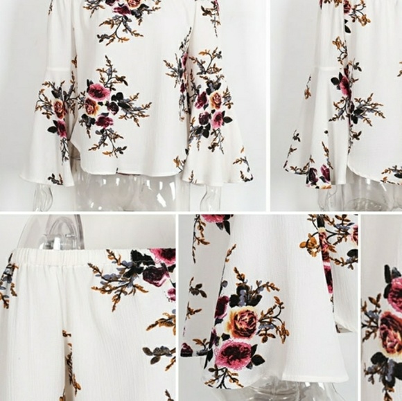 Floral Off the Shldr Bell Sleeve Top - Picture 3 of 4