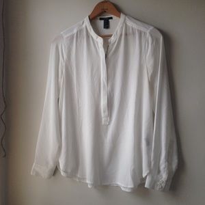 SOLD : Sheer White Zip Down Blouse