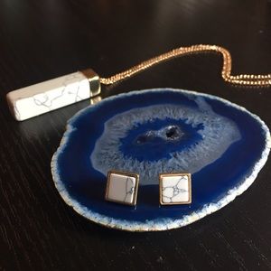 Howlite square earrings