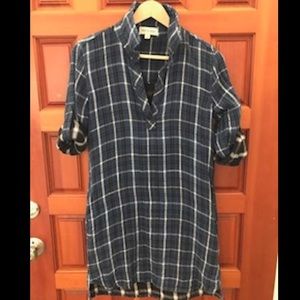 Cloth & Stone blue buffalo plaid dress sz s