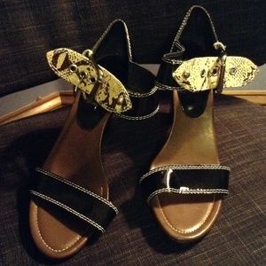 Patent leather open toe heels