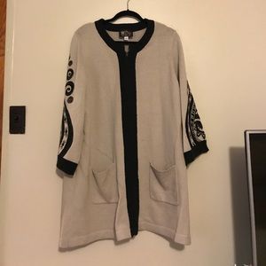 Bob Mackie long zip cardigan