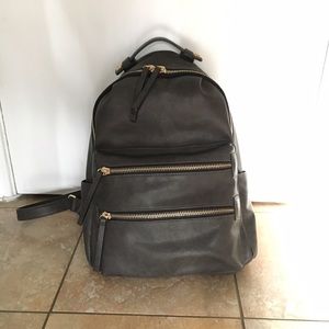 Madison West Grey Leather Backpack