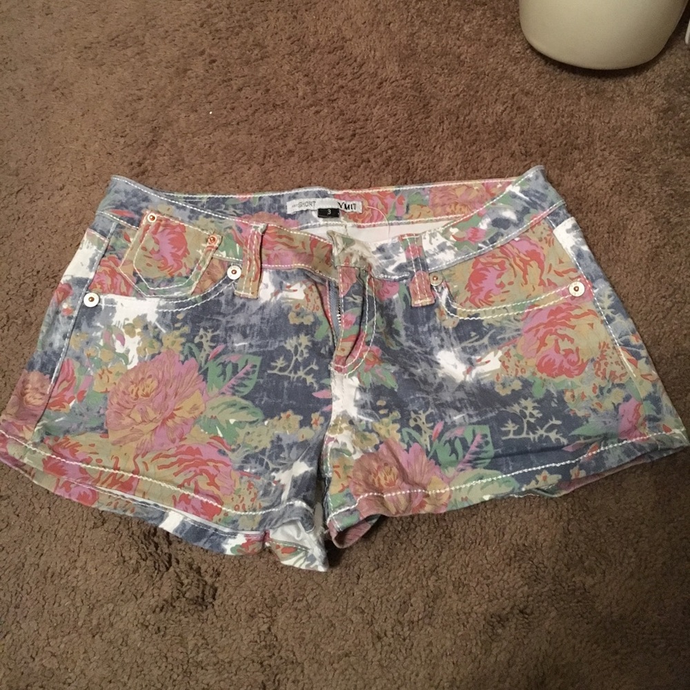 Faded Floral Jean Shorts