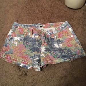 Faded Floral Jean Shorts