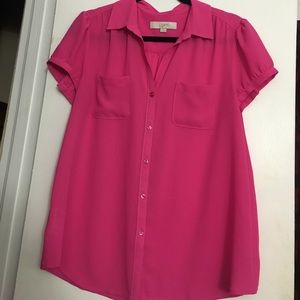 Hot Pink Button Down Blouse