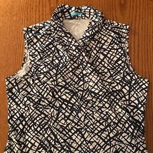J. McLaughlin navy white faux wrap tank sz XL