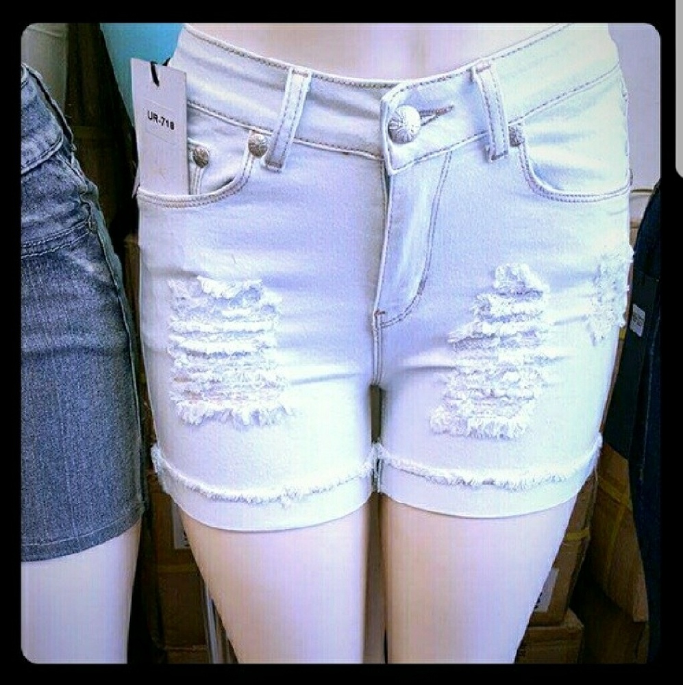 💙New Light Blue Distressed Denim Shorts - Picture 3 of 4