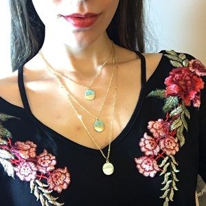 Turquoise & gold circle necklace