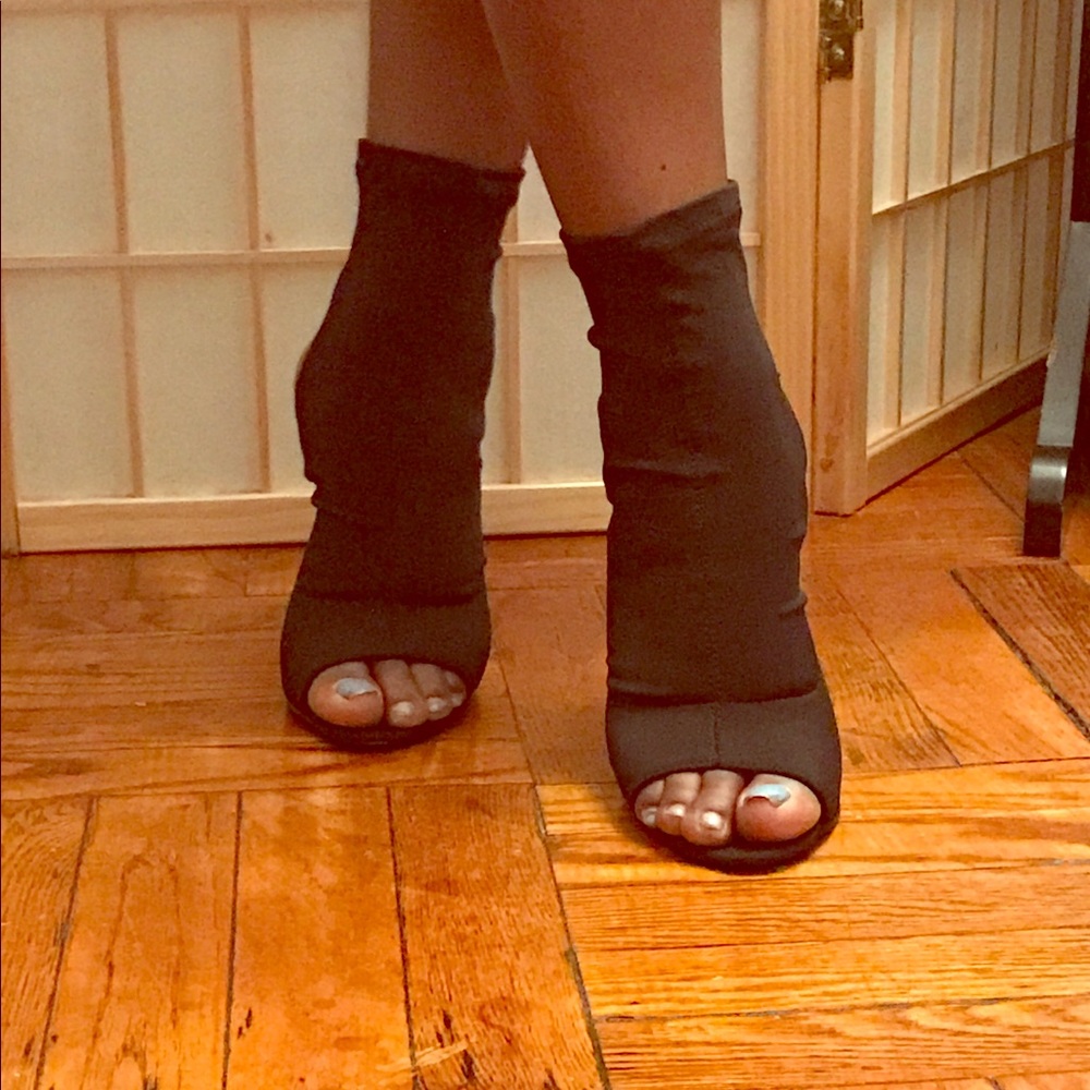 Peeptoe Open Back Sock Shoe