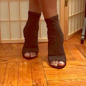 Peeptoe Open Back Sock Shoe