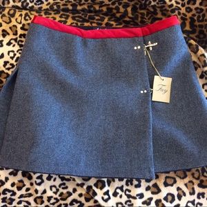 Fay made in Italy wool mini skirt with hook clasps