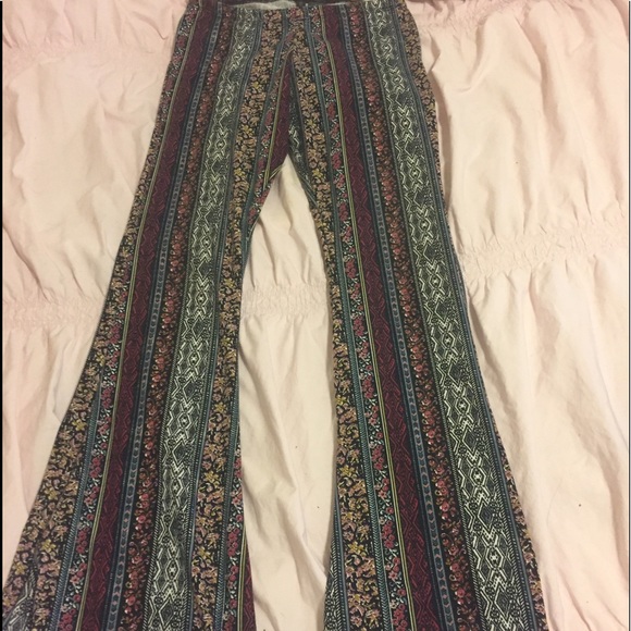 tight patterned flare pants