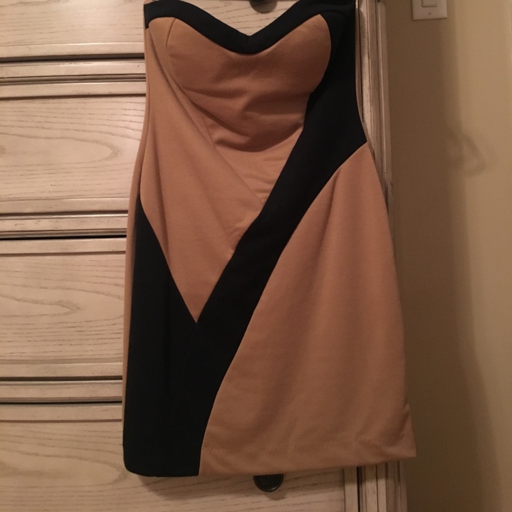 Beige and navy dress